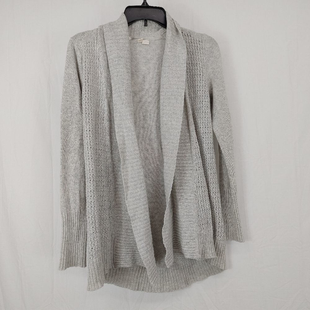 Anthropologie Moth Open Pointelle Cardigan Knit Women's Size Small Light Gray.A